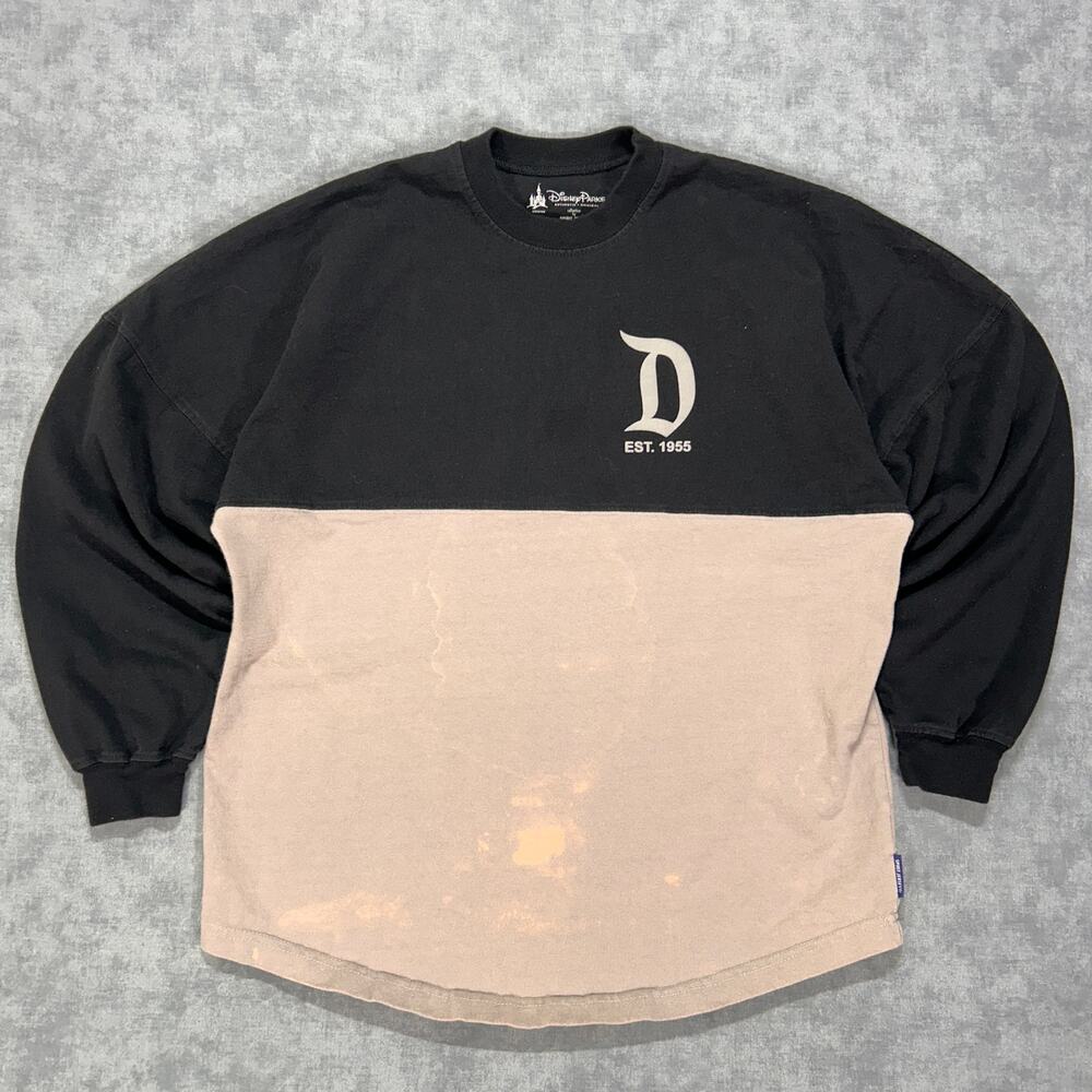 Disneyland Resort Colorblock Raglan Long Sleeve Tee Black Gray Womens Small